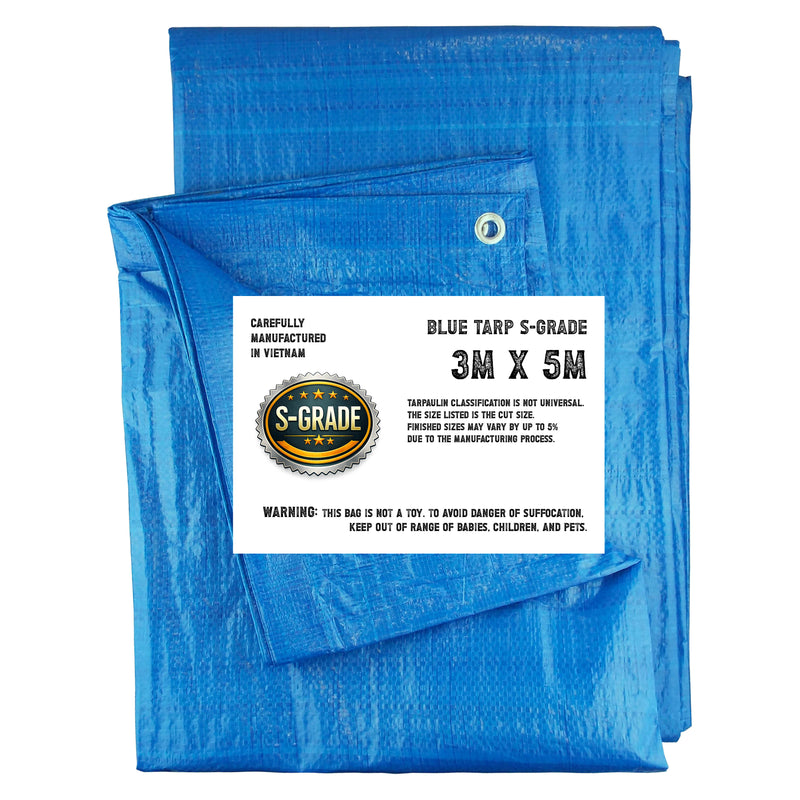 S-Grade Blue Tarpaulin 3m x 5m