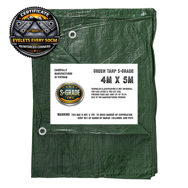 S-Grade Green Tarpaulin 4m x 5m