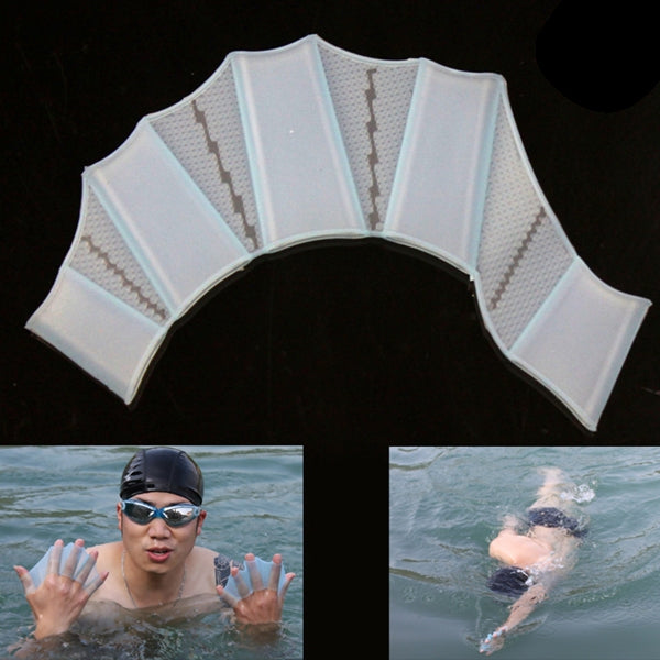 Silicone Swimming Web Fins Hand Flippers Training Gloves, L, Size: L Green, Size: L Blue