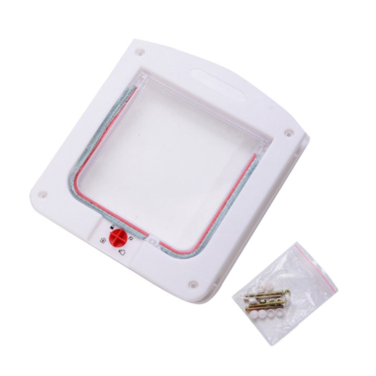 Cat / Small-scale Dog Friendly Transparent Flap, Universal 4 Way Locking, White