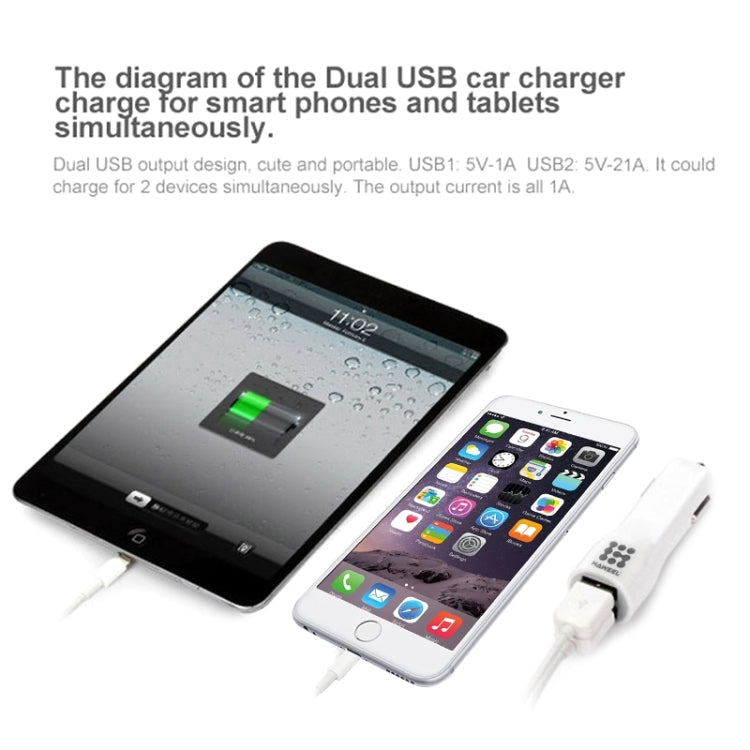 HAWEEL High Quality 2.1A + 1A Dual USB Ports Car Charger, HK Black