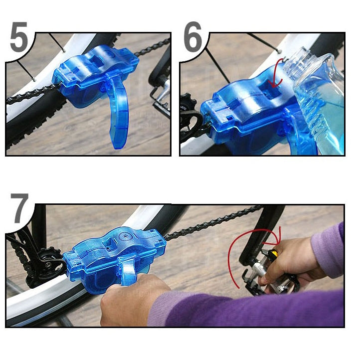 Bicycle Chain Cleaner Cycling Bike Machine Brushes Scrubber Wash Tool Kit Mountaineer Bicycle Chain Cleaner Tool Kits, 4