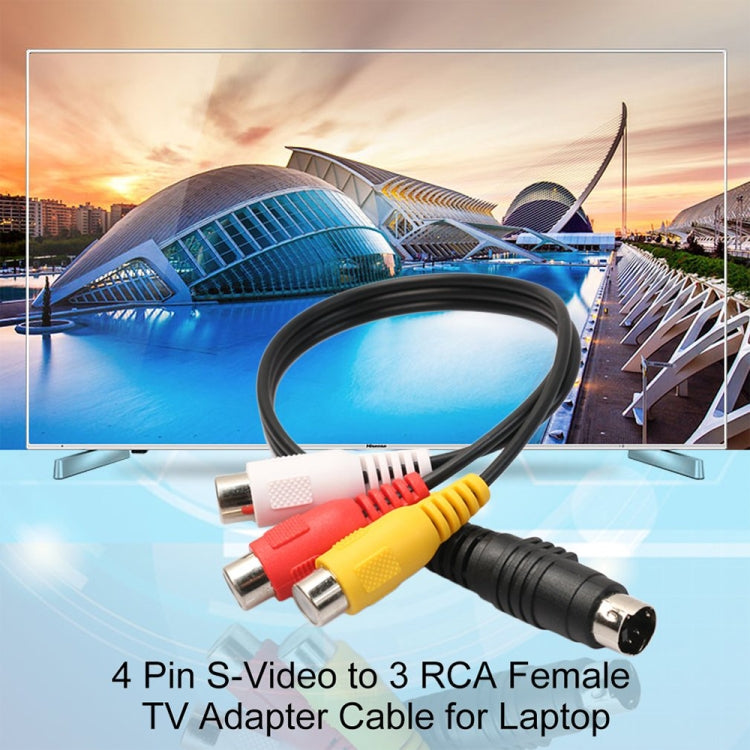4-pin S-Video TV to RCA Converter AV female Cable Adapter, Length: 20cm, S-Video to AV 3RCA Female