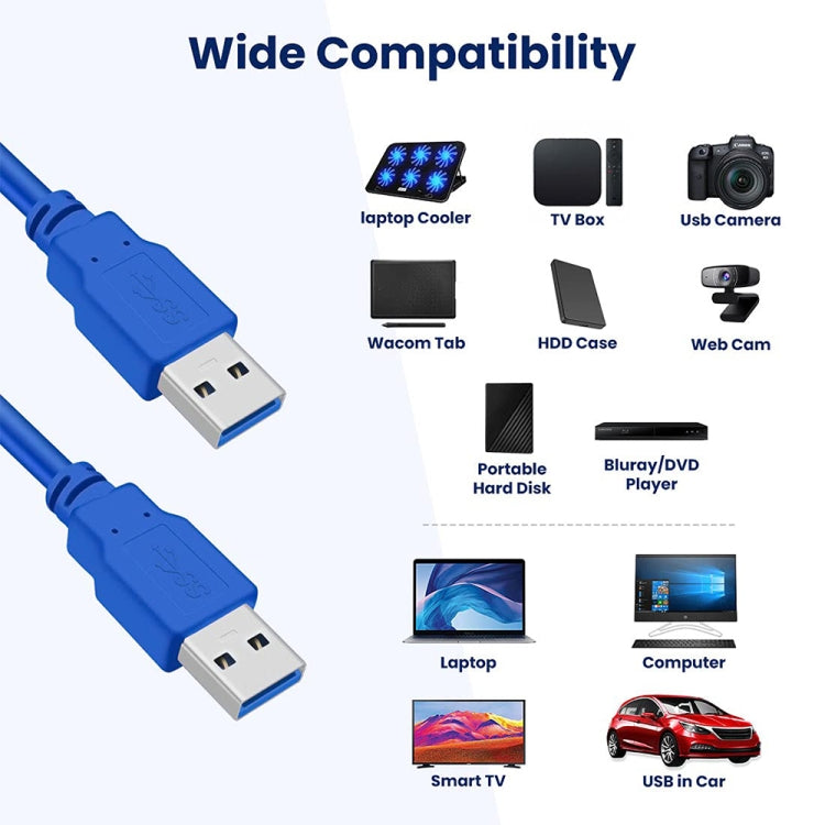 USB 3.0 A Male to A Male AM-AM Extension Cable, Length: 1.5m, Length: 1.5m