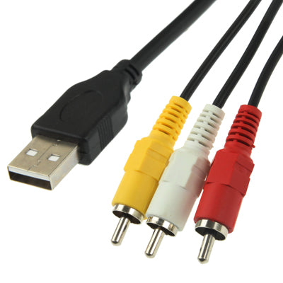 USB to 3 x RCA Male Cable, Length: 1.5m, USB to 3 RCA, Length: 1.5m