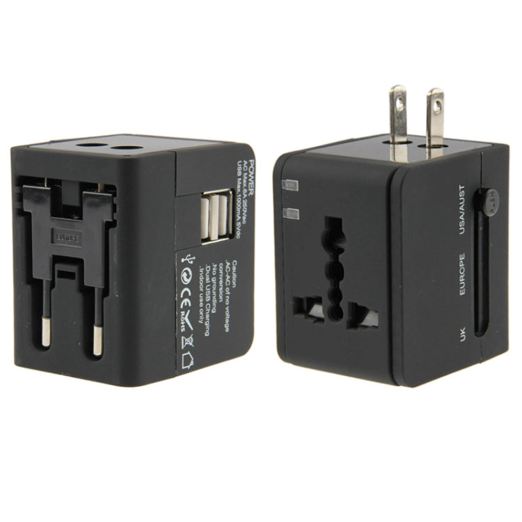 International 2.1A 2-USB EU / AU / UK / US Plug Travel Universal Adaptor, 2.1A