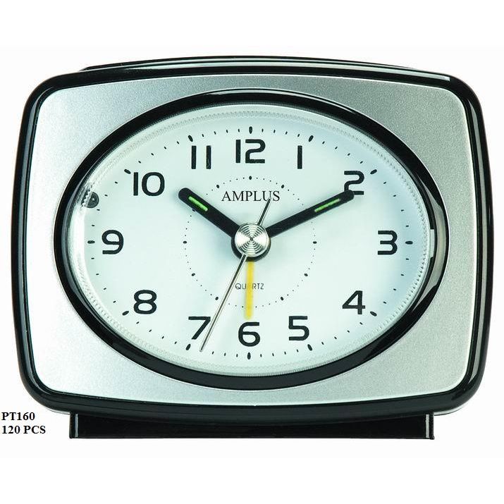 PT160SB AMPLUS ALARM CLOCK SILVER WITH BLACK TRIM