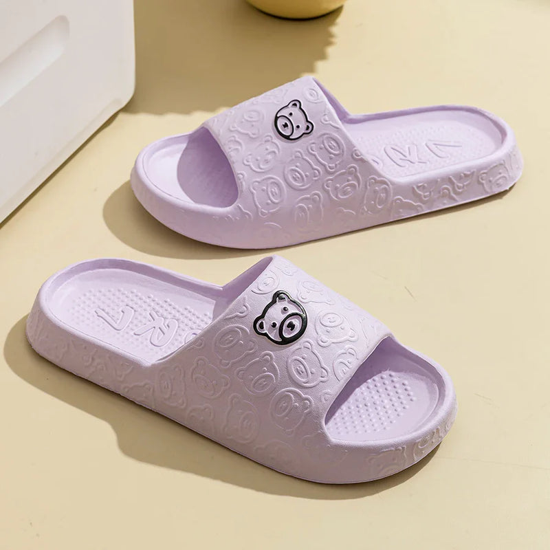 Fashion Women's Slippers Indoor Soft Sole Cartoon Bear Print Slides Bathroom EVA Indoor Men Summer Outdoor Cool Shoes Couple