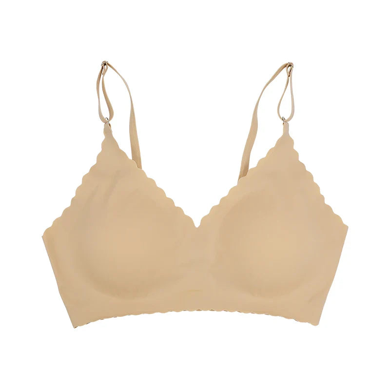 Hot Sale 9 Colors Comfy Bra WireFree Padded Wavy Edge Korea Laser Cutting Invisible Yoga Wear Ladies Bra Seamless Women Bra