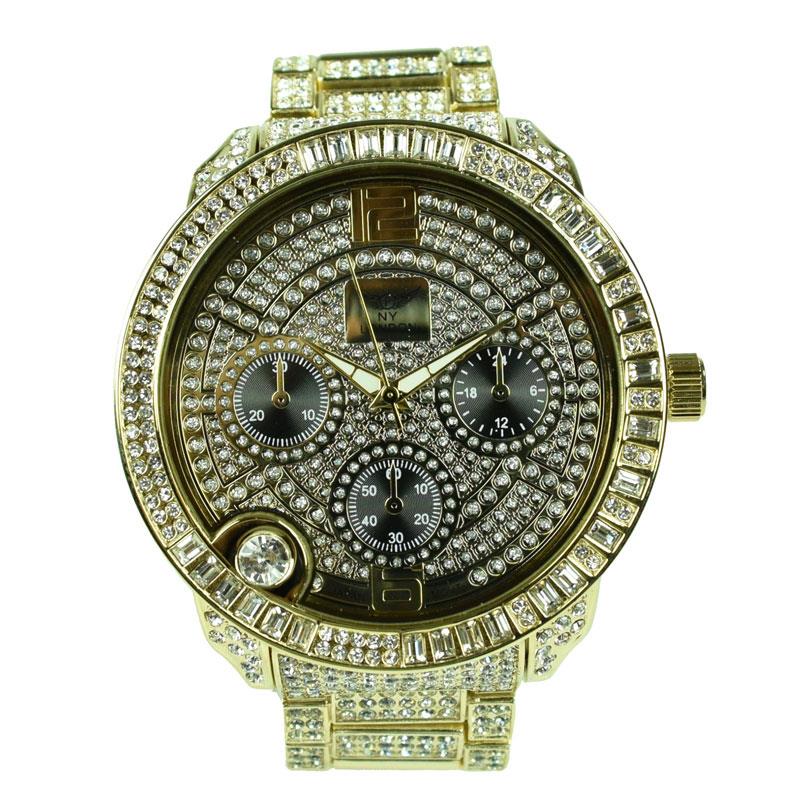 NY LONDON GENTS BLING WATCH PI-7498 GOLD.BLACK