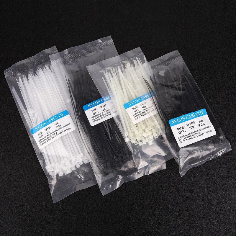500/100Pcs Wholesale Plastic Nylon Cable Ties Self-locking Cord Straps Adjustable Cables Fastening Loop Home Office Wire Zip Tie