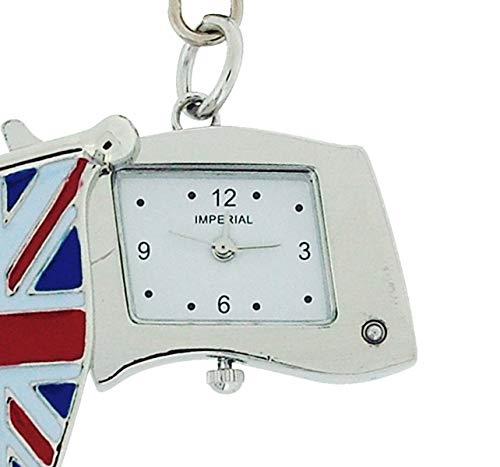 Imperial Key Chain Clock Union Jack Mini Flag Silver IMP745- CLEARANCE UNBOXED NEEDS RE-BATTERY