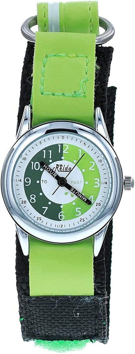 Relda Children's Time Teacher Analogue Green Velcro Strap Boy's Watch REL10