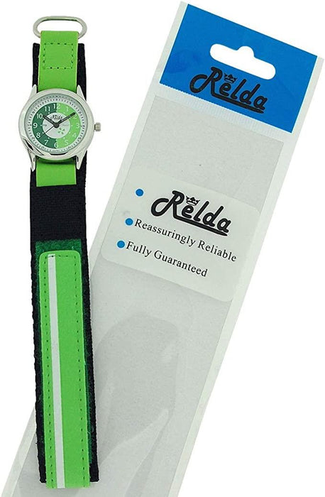 Relda Children's Time Teacher Analogue Green Velcro Strap Boy's Watch REL10