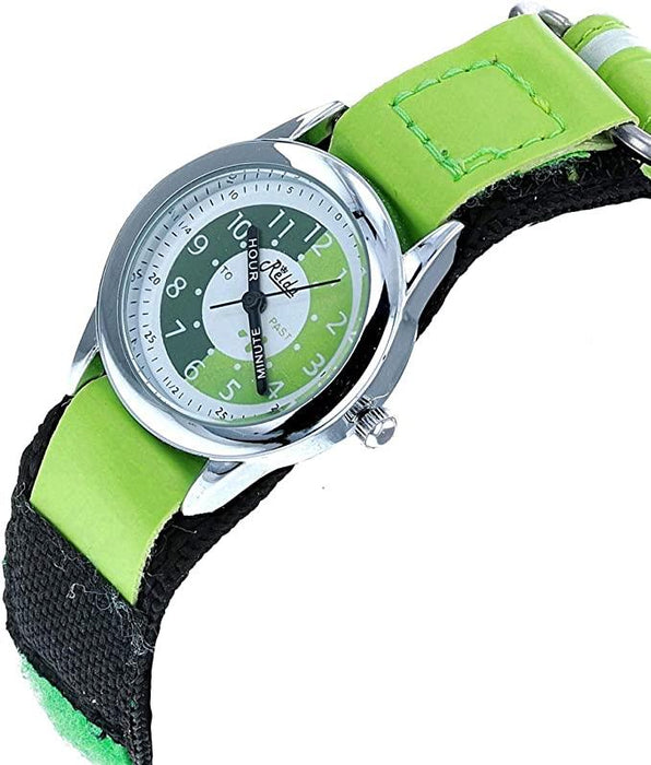 Relda Children's Time Teacher Analogue Green Velcro Strap Boy's Watch REL10