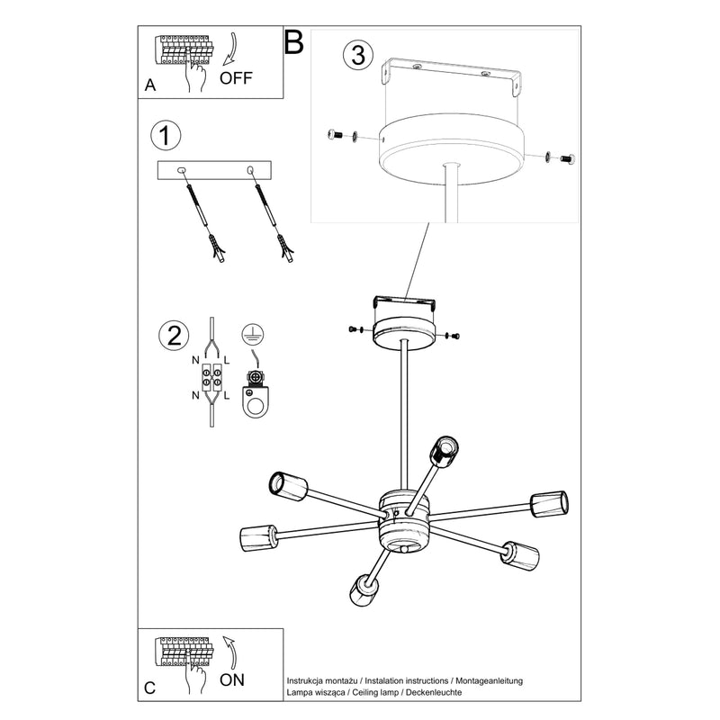 Chandelier steel Lango modern Design E27