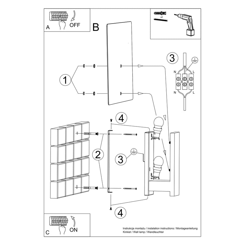 Wall lamp wood, glass Lappo Scandinavian Design E14