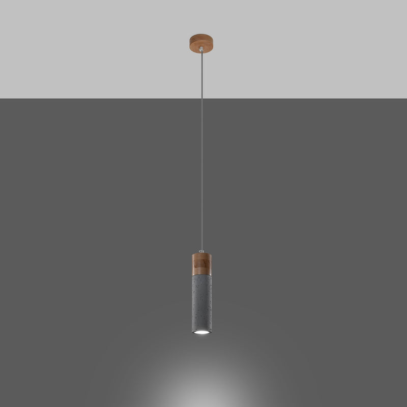 Pendant lamp concrete, wood Zane industrial Design GU10