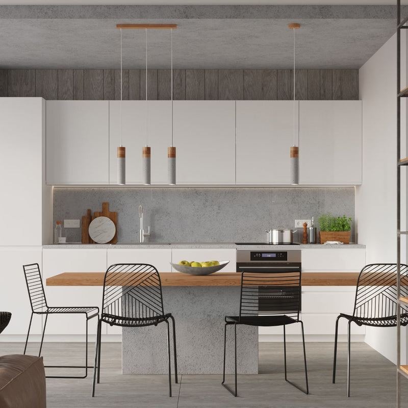 Pendant lamp concrete, wood Zane industrial Design GU10
