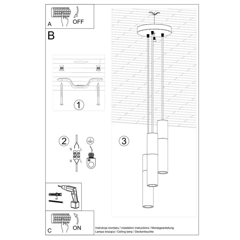 Pendant lamp Steel, concrete Borgio modern Design GU10