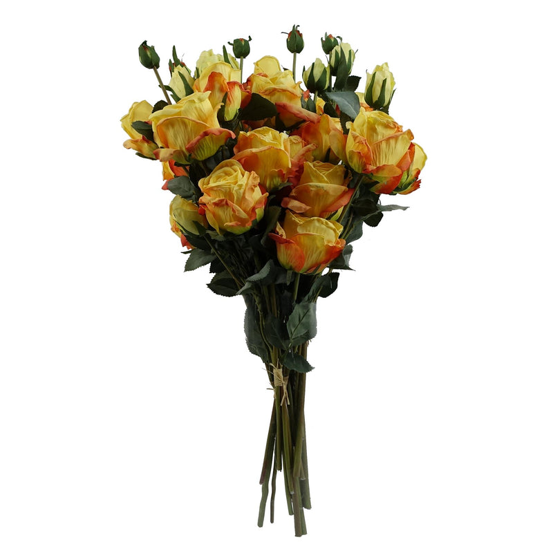 6 x 60cm Yellow Rose Artificial Flower Sprays - 24 Flowers 18 Buds