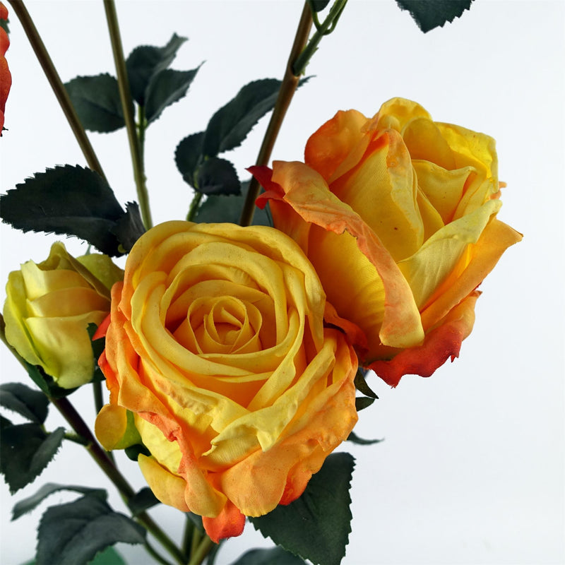 6 x 60cm Yellow Rose Artificial Flower Sprays - 24 Flowers 18 Buds