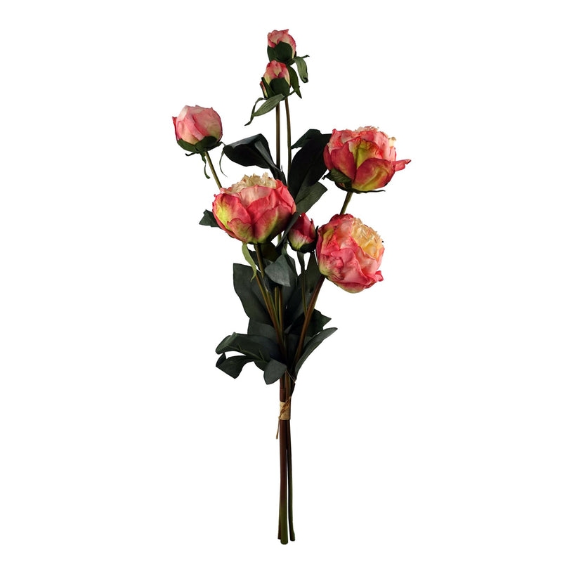 60cm Smoke Grey Vase Pink Peonies and Artificial Eucalyptus