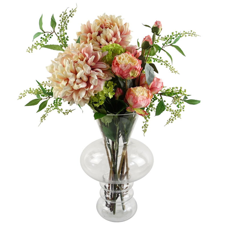 60cm Pink Chrysanthemum Display Glass Bubble Vase