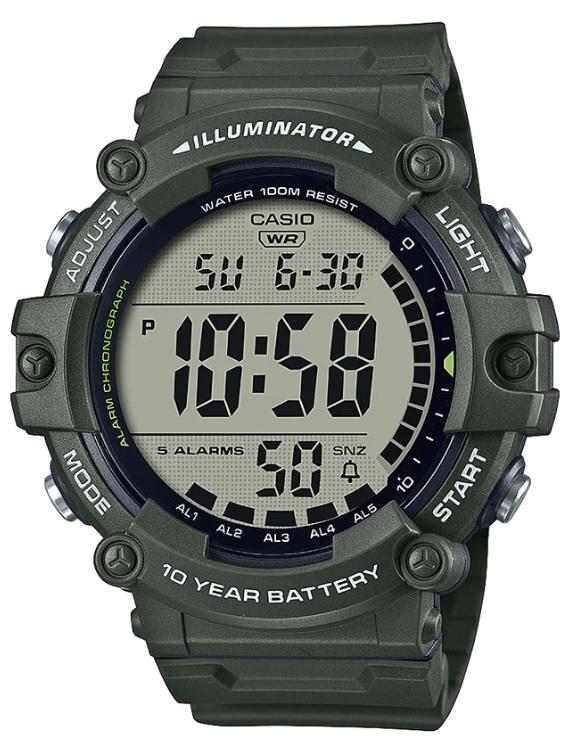 Casio Men's Digital Dark Karki Resin Strap Watch - AE-1500WHX-3AVDF