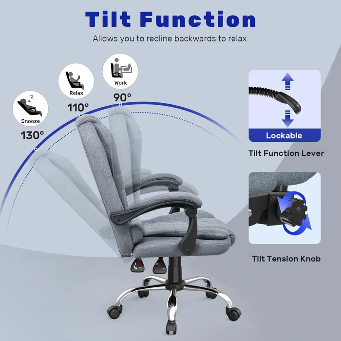 Executive Office Chair High Back Desk Chair Ergonomic Recliner Computer Chair PU Leather Gaming Chair for Home Office Working