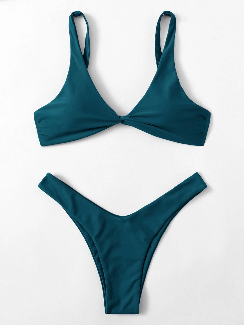 ZTVitality Solid Tie Sexy Bikini 2021 Hot Sale Padded Bra High Leg Bandage Push Up Bikini Set Brazilian Swimsuit Women Swimwear