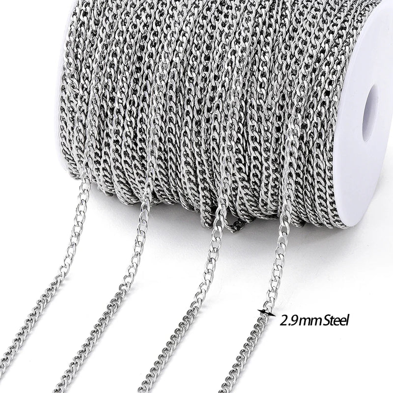 No Fade 2Meters Stainless Steel Chains Gold Color Lips Beads Beaded Chain for Jewelry Making DIY Necklace Bracelet Accessories