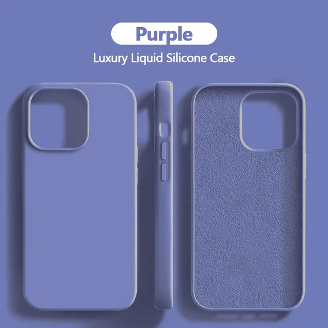 Original For iPhone 15 14 13 12 11 Pro Max Mini Case Liquid Silicone Soft Cover XR X XS 8 Plus Shockproof Protective Phone Cases