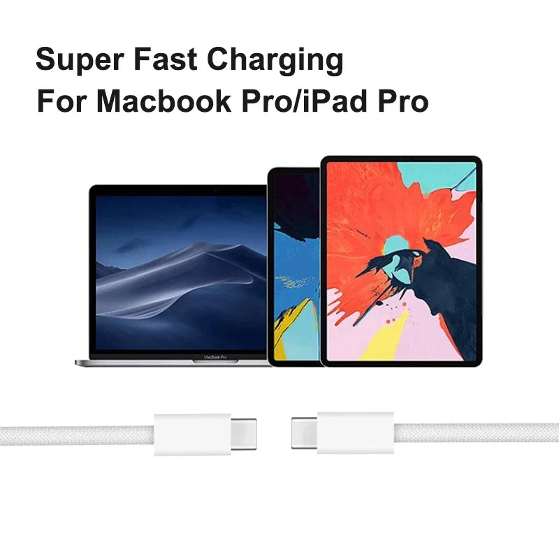 240W USB C to C Charger Cable Type C Fast Charging Braided PD Cable for lPhone 15 16 Series lPad Air Pro MacBook Pro Huawei DELL