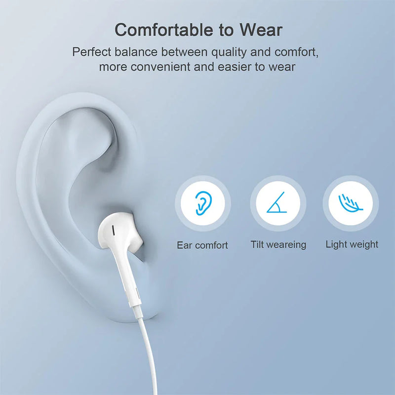 Original Wired Earphones For iPhone 15/14/13/12/11 Pro Max 7/8Plus X/XR/XS iPad In-Ear Earbud For Lightning USB C 3.5mm Earbuds