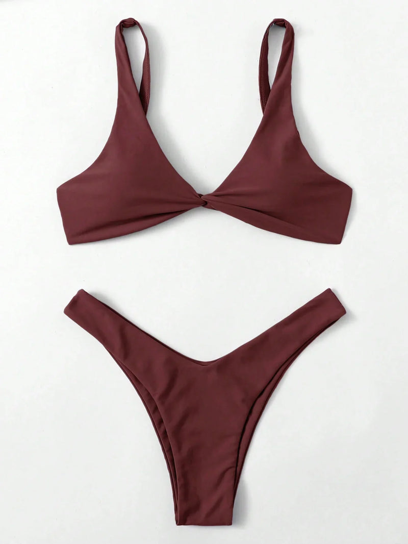 ZTVitality Solid Tie Sexy Bikini 2021 Hot Sale Padded Bra High Leg Bandage Push Up Bikini Set Brazilian Swimsuit Women Swimwear