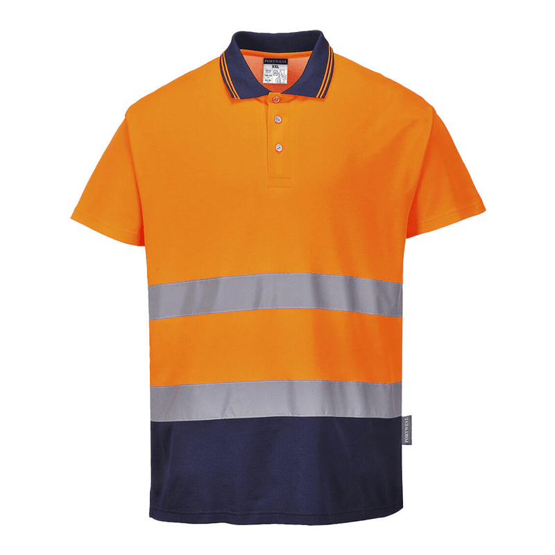 Portwest S174 Hi-Vis Cotton Comfort Contrast Breathable Polo Shirt