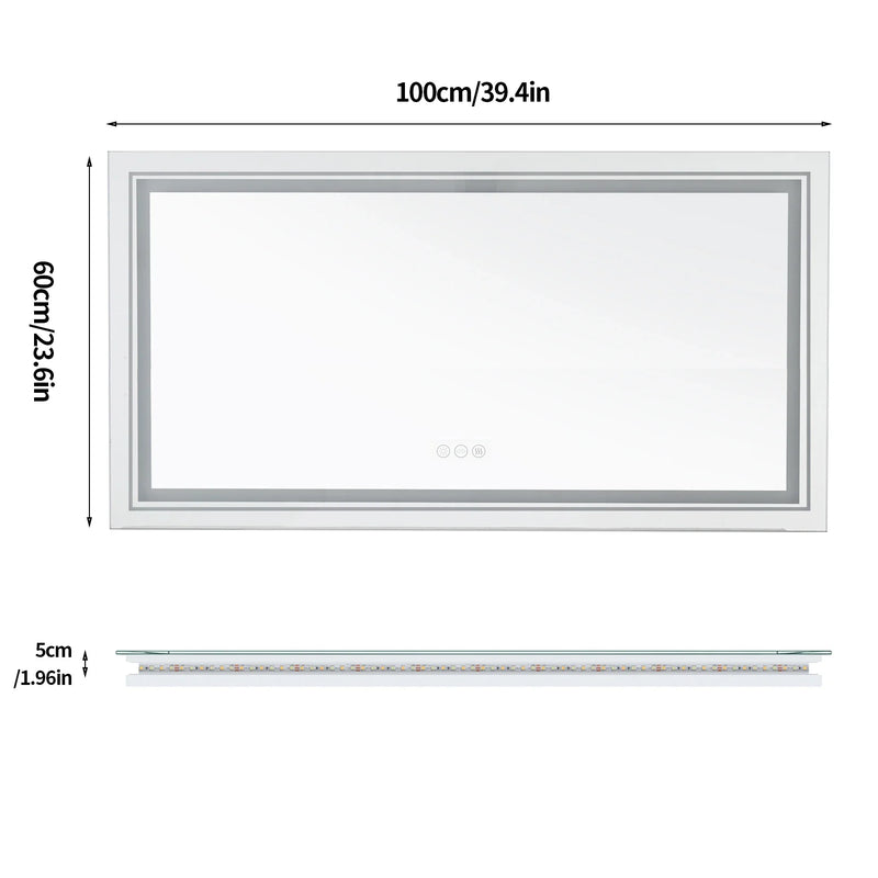 Jumbo-Large Illuminated LED Bathroom Mirror, Front and Backlit Lights, Wall Mounted, Touch Anti-fog Vanity Mirror