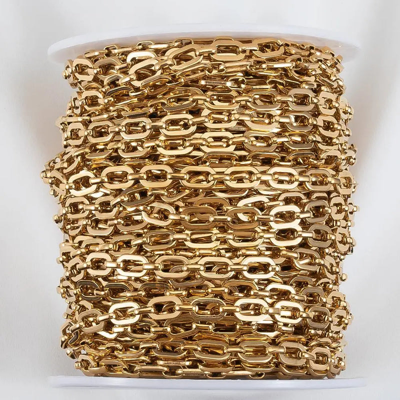 1M NO FADE Stainless Steel Square Link Chain for DIY Necklace Bracelet 6.5mm Rolo Cable Link Chains Jewelry Making Supplies Bulk
