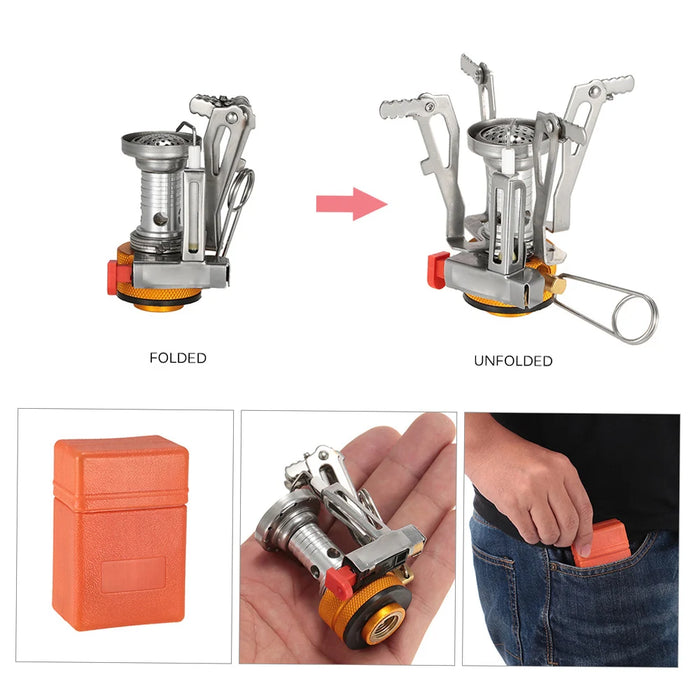 TOMSHOO Mini Backpacking Canister Stove Burners Camping Outdoor Cooking Foldable Hiking Supply Butane Propane Canister