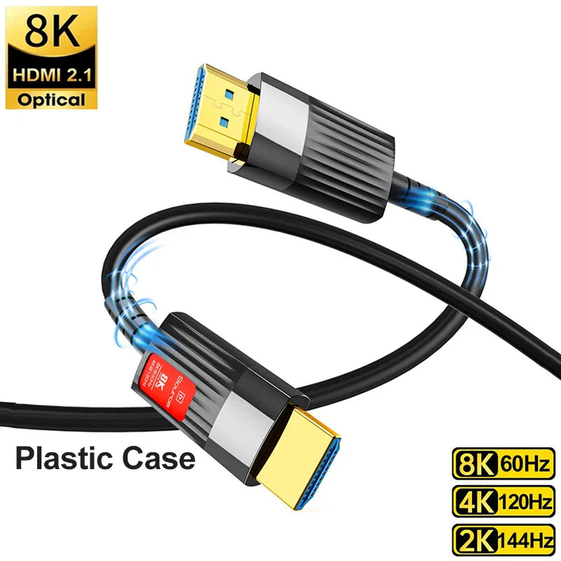 FDBRO 8K HDMI 2.1 Cable Fiber Optic Hdmi Cable 120Hz 48Gbps HDR HDCP for HD TV Box Projector Ps3/4 Ultra High Speed Computer