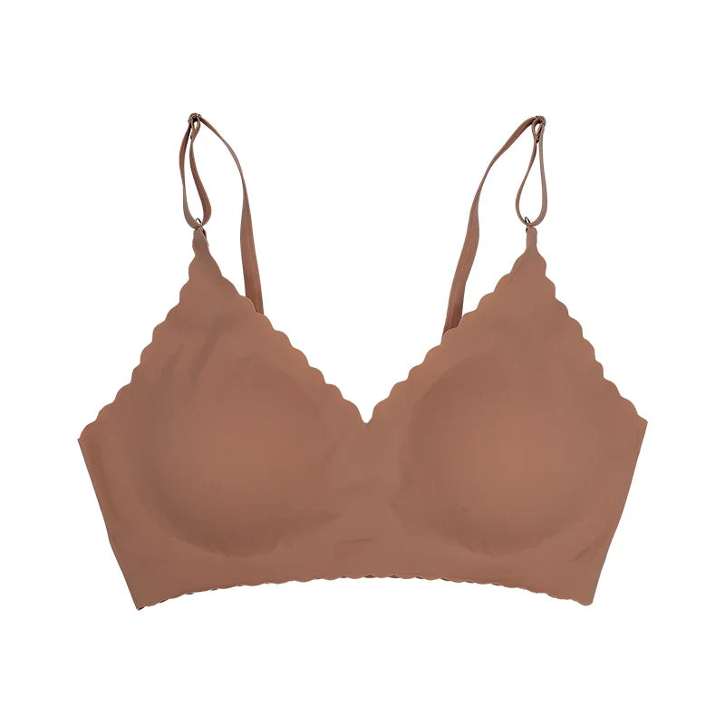 Hot Sale 9 Colors Comfy Bra WireFree Padded Wavy Edge Korea Laser Cutting Invisible Yoga Wear Ladies Bra Seamless Women Bra