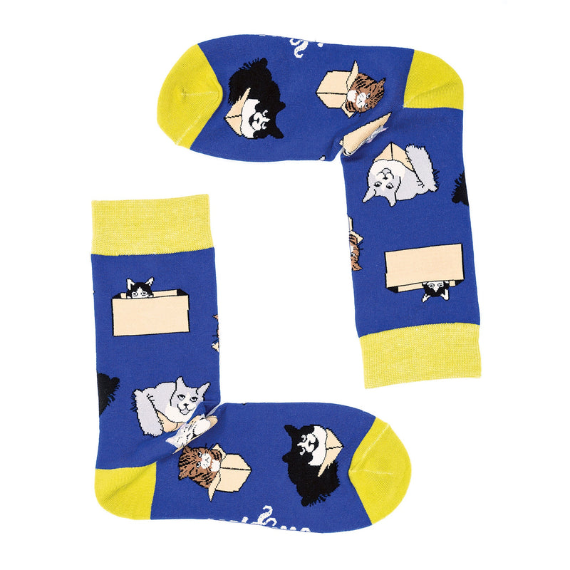 1 Pack Mens & Ladies Cat Print Crew Cotton Socks
