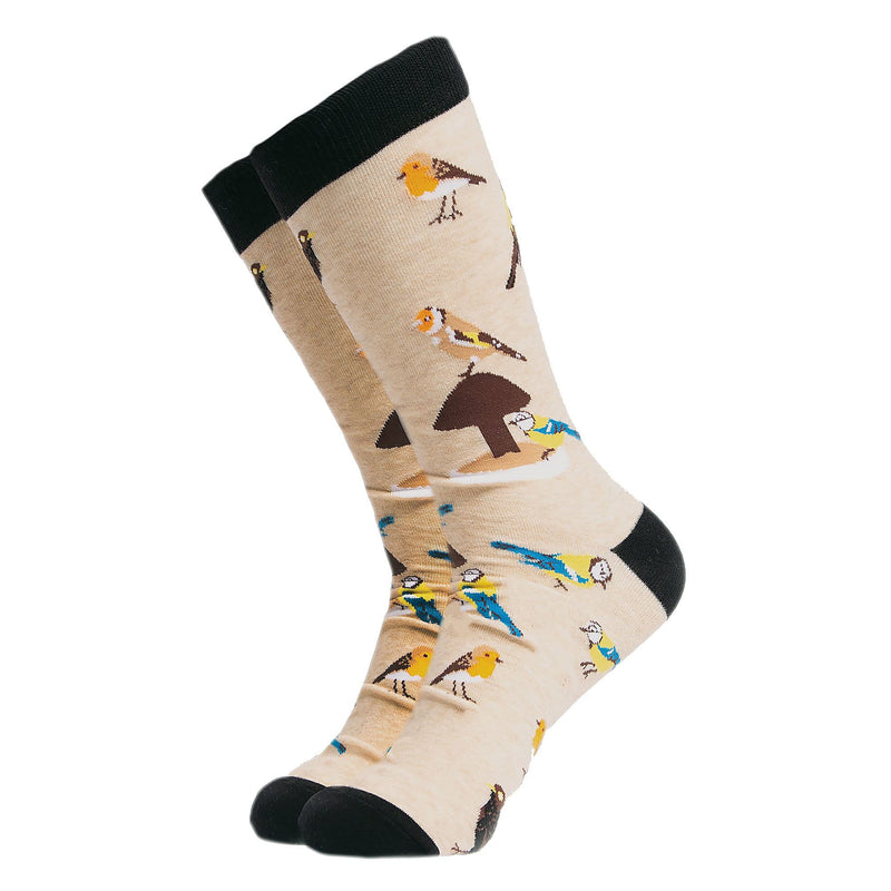 1 Pack Mens & Ladies Bird Pattern Crew Cotton Socks