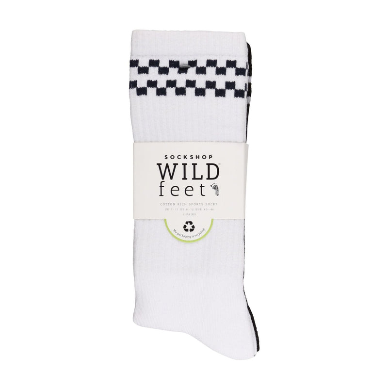 3 Pack Mens Retro Double Stripe Sport Socks