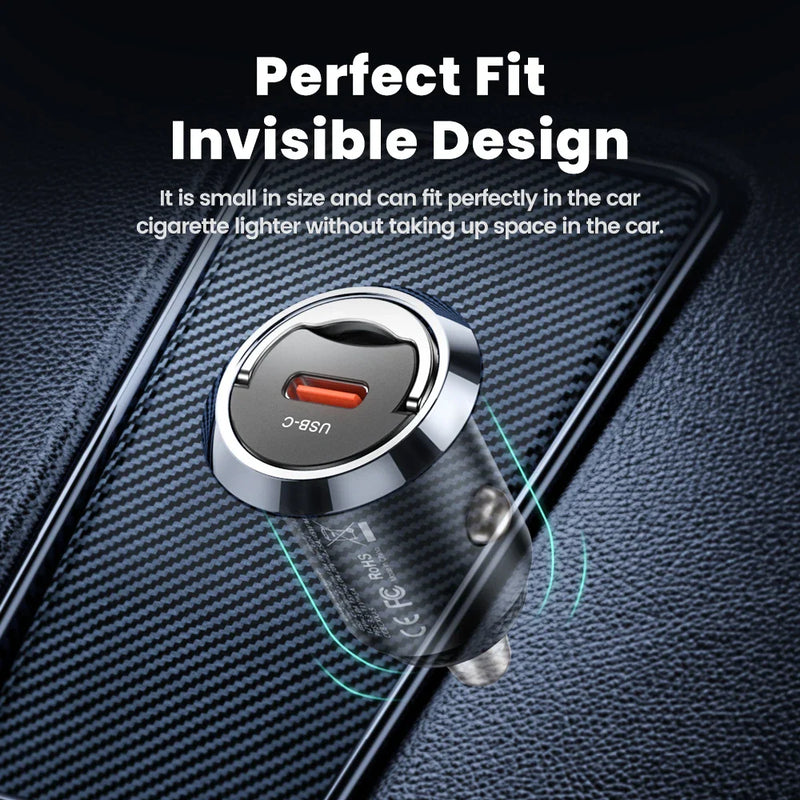 Toocki 45W USB C Car Charger for Samsung S23 S22 S21 Xiaomi Huawei QC PD Fast Charging Car Phone Charger for iPhone 15 14 13 12