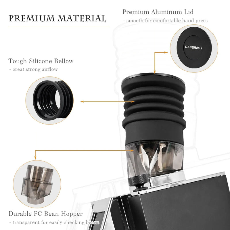 CAFEMASY Coffee Beans Grinder Single Dose Hopper Bellows For Eureka Oro Mignon Coffee Grinder Bean Bin Blowing Cleaning Tools