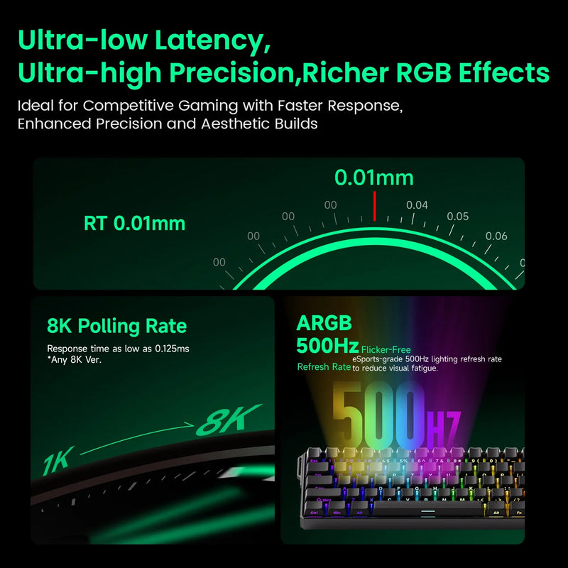 Mechanical Keyboard Magnetic Switch 60% Gaming Keyboards Rapid Trigger 0.01mm 8K ARGB HE/TMR Custom Keyboard