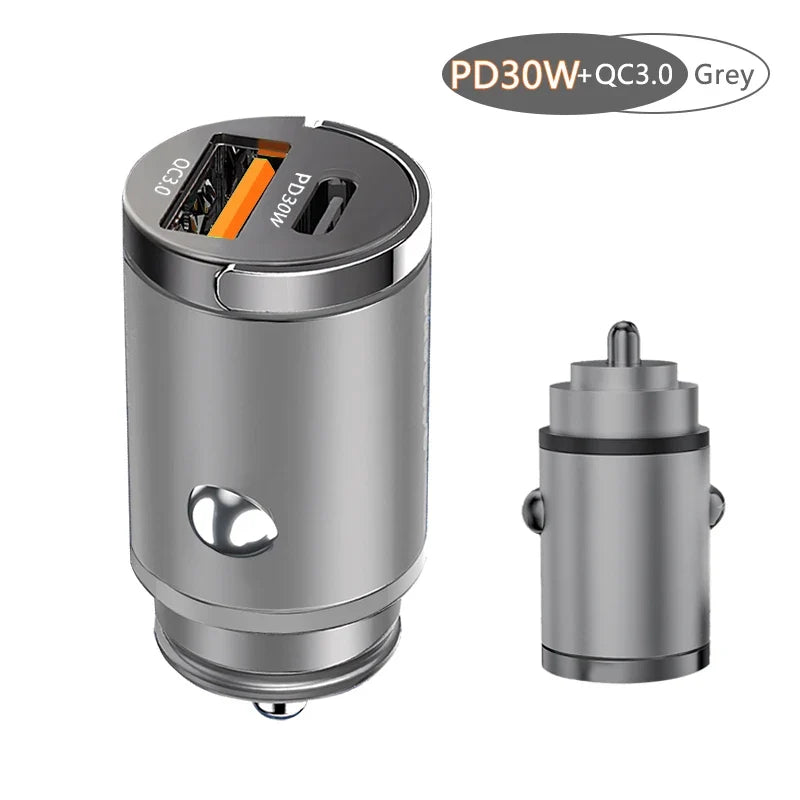100W USB Car Charger Mini Fast Charging Dual Ports Phone Charger Type C QC3.0 PD Car Chargers for IPhone Xiaomi Huawei Samsung