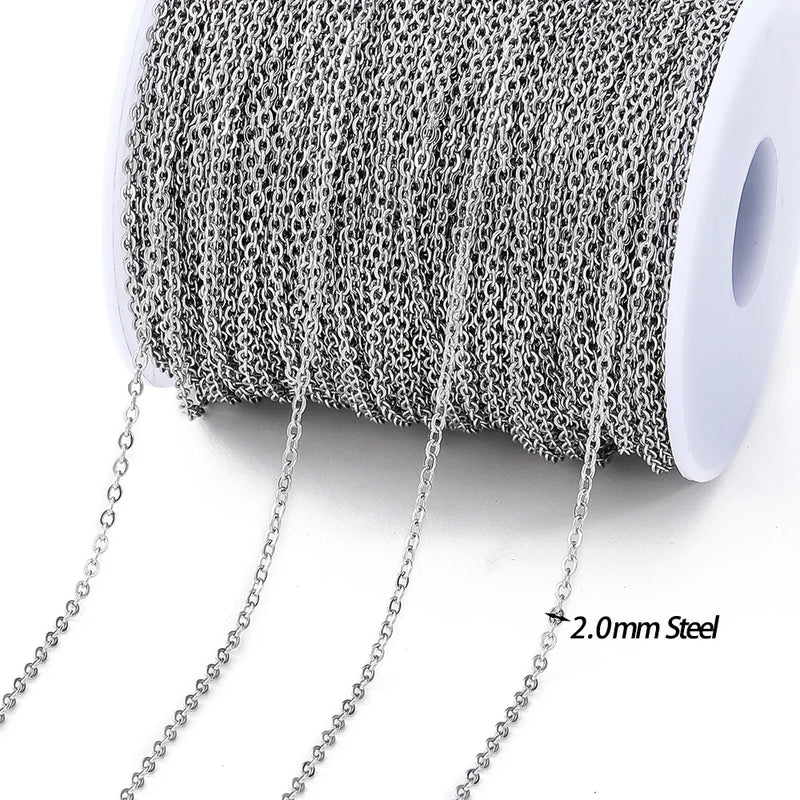 No Fade 2Meters Stainless Steel Chains Gold Color Lips Beads Beaded Chain for Jewelry Making DIY Necklace Bracelet Accessories